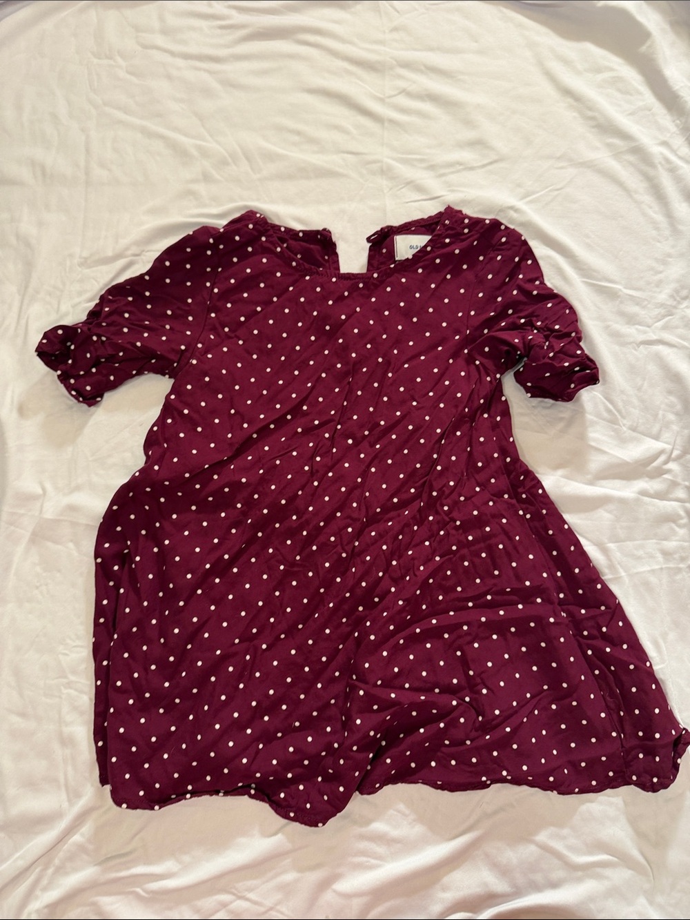 Old Navy Maroon Polka Dot Dress with White Dots